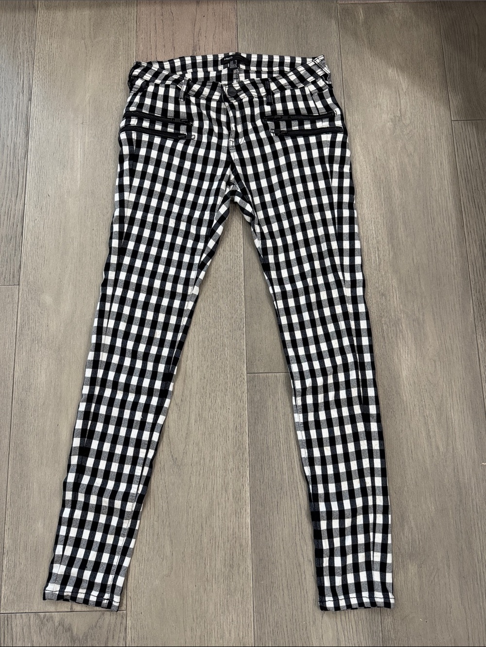 Mango Black & White Gingham Skinny Pants